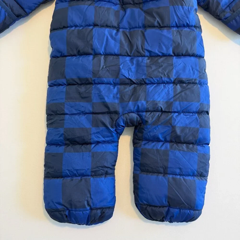 HANNA ANDERSSON Insulated Hooded Full Zip Snowsuit Blue Checkered 70cm